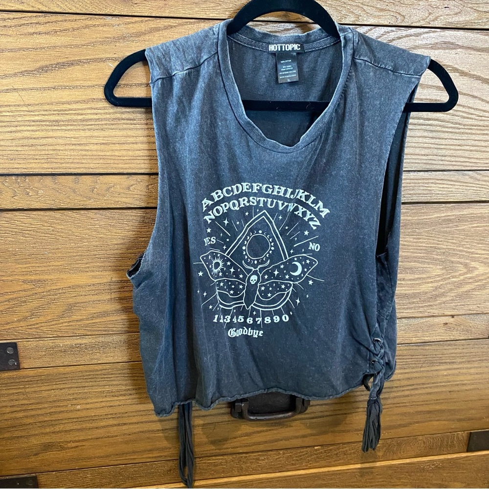 Hot Topic Black Ouija Graphic Cutoff Sleeve Muscle Tee